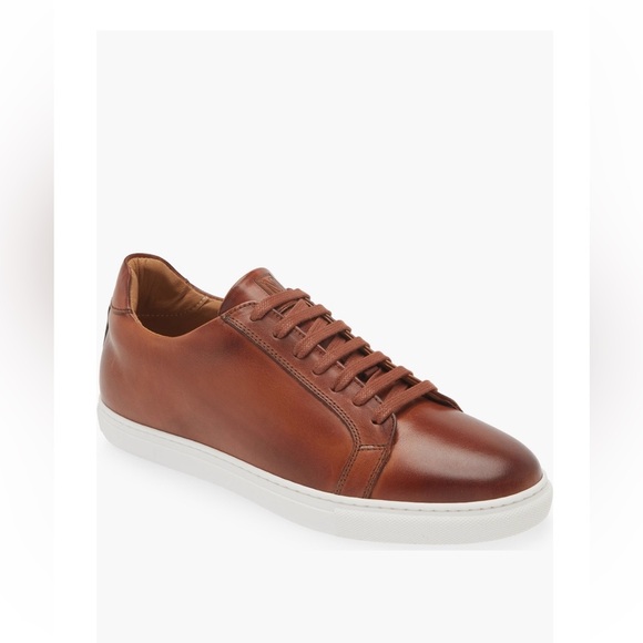 New Bruno Magli Daniel Low Top Leather Shoes Cognac Men’s US 8.5 Made In Italy - Picture 1 of 10
